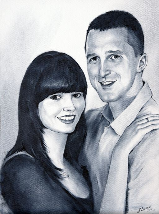 portret ślubny farbą olejną portret pary